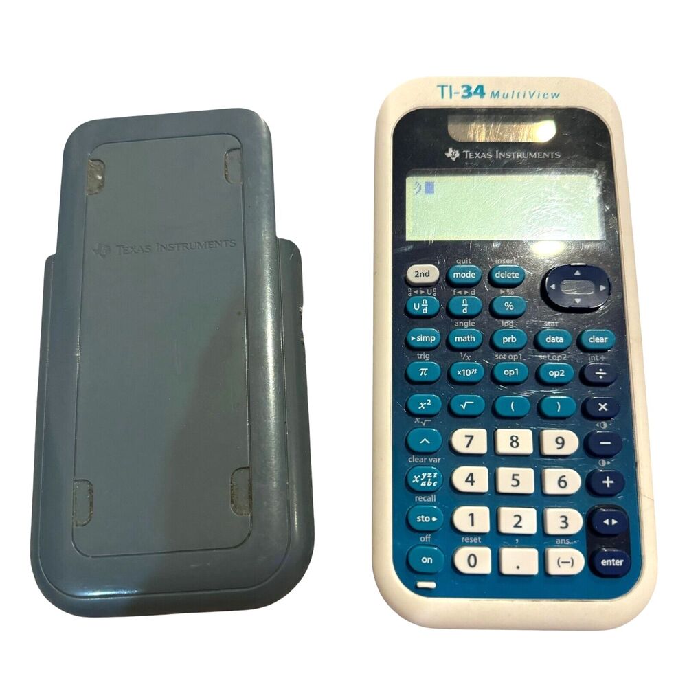 Texas Instruments Calculator TI-34 MultiView Blue White Scientific TESTED WORKS